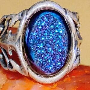 🔥TANZANITE, ROUGH CUT, POLISHED, FILIGREE. STERLING , NWT-VINTAGE. SIZE9 - 9.5